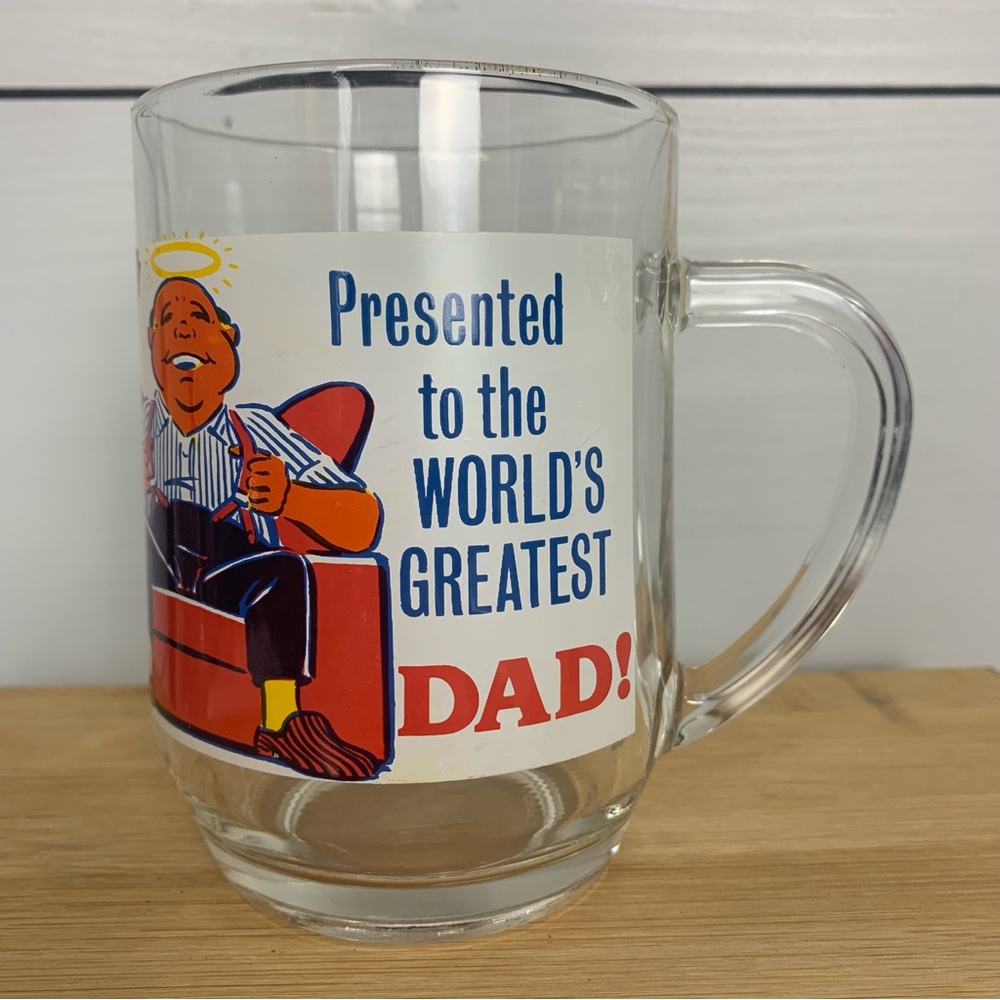 Vintage “Presented to the World's Greatest Dad!” Large Glass Mug